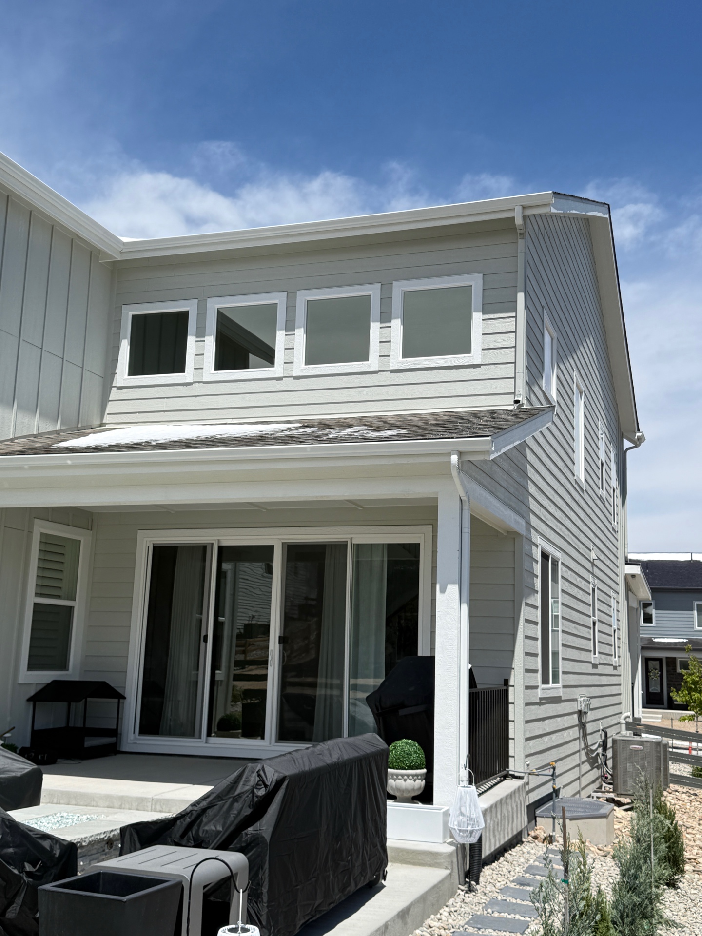 Finished residential window tint — exterior view
