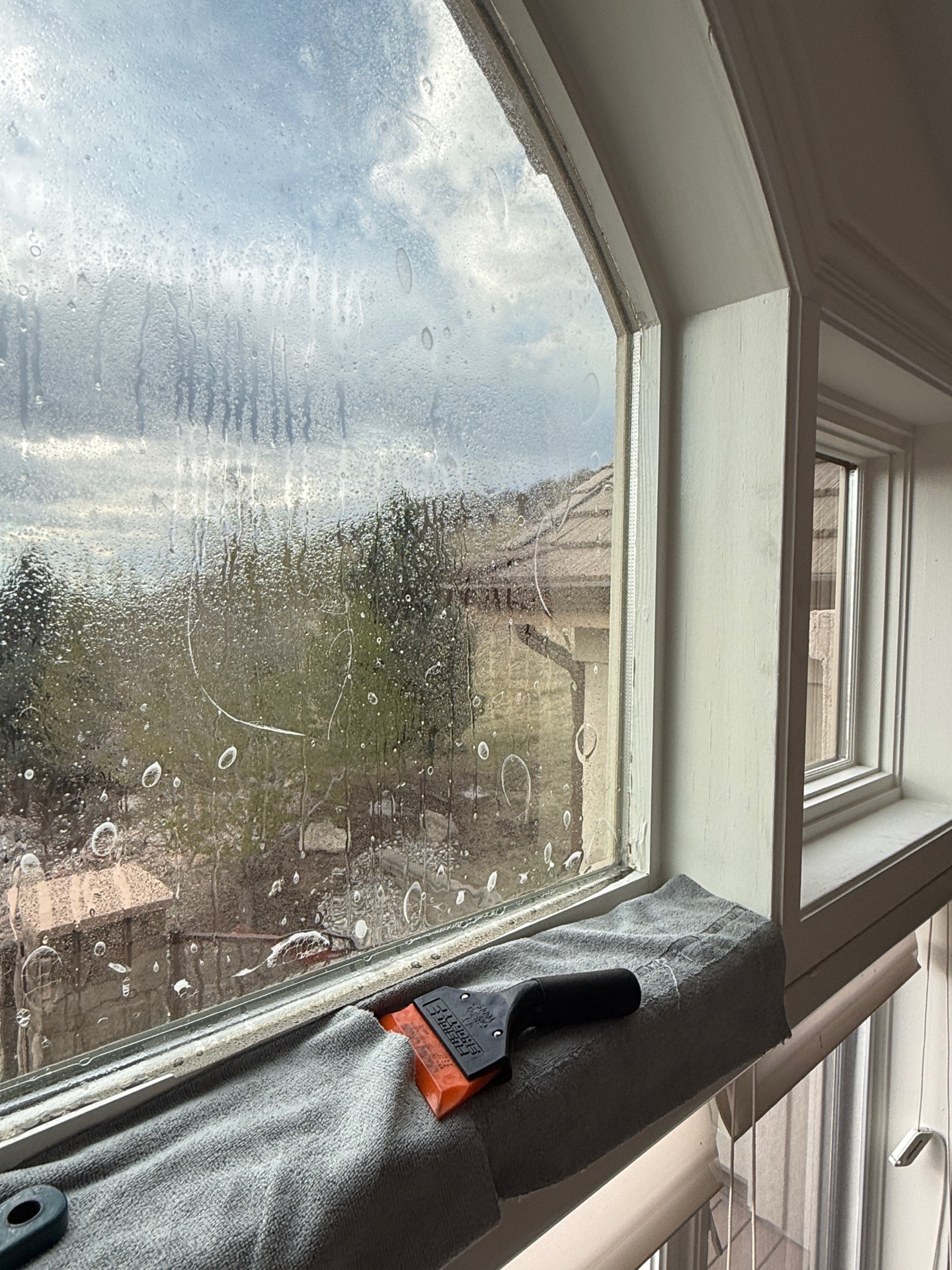 Professional film application on the arched window